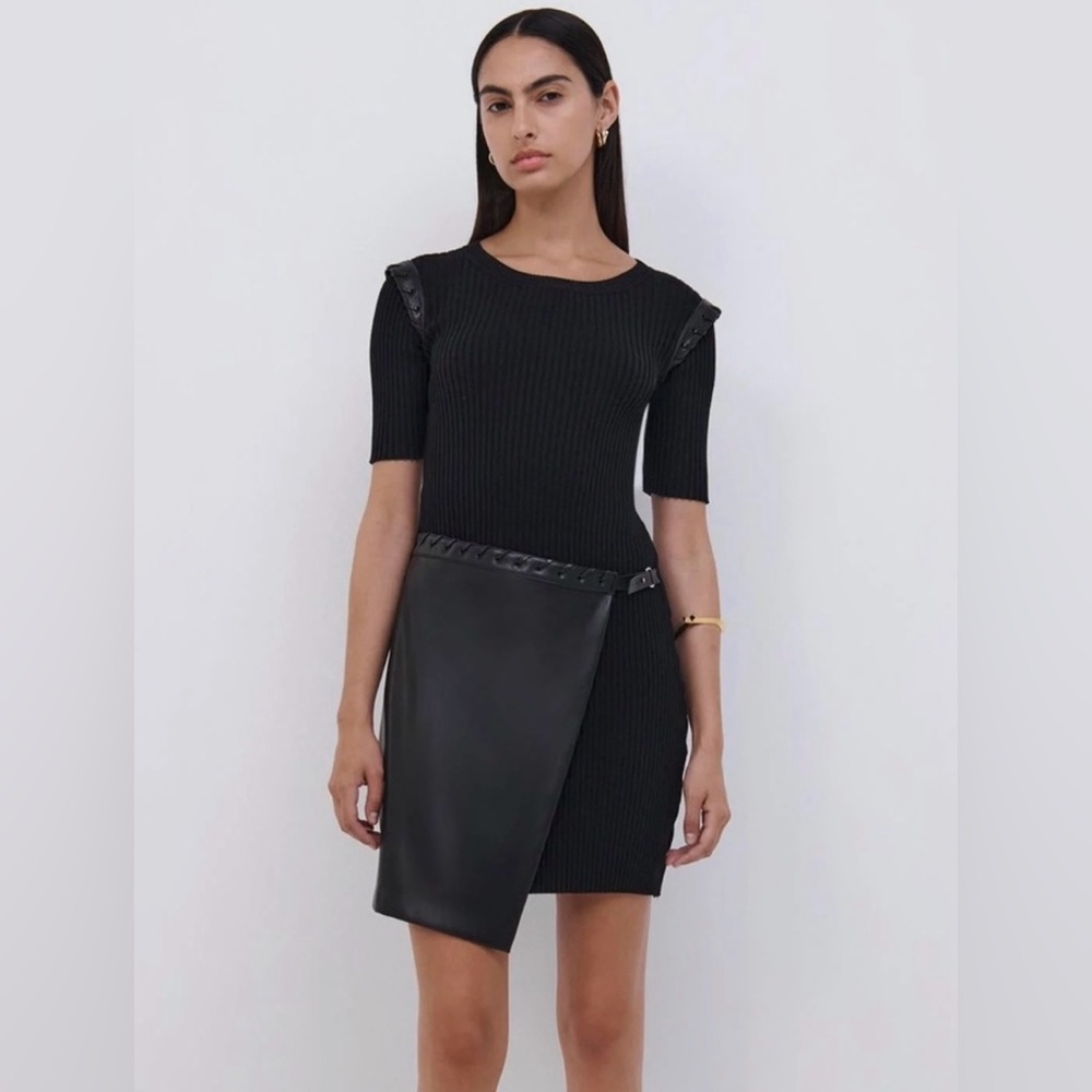 SIMKHAI
Black Gianna Compact Vegan Combo Mini Dress